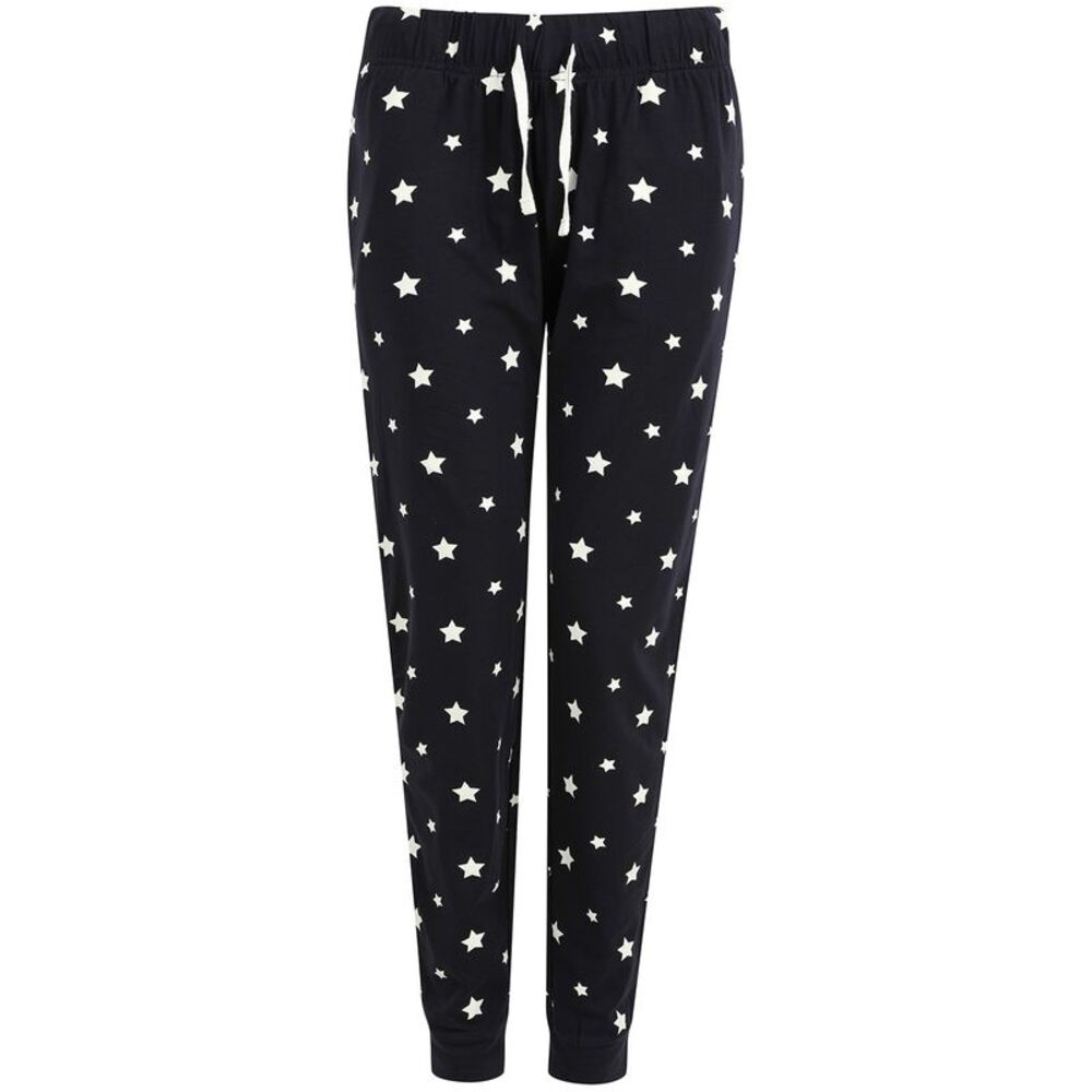 Skinni Fit Womens/Ladies Cuffed Lounge Pants / Navy/White